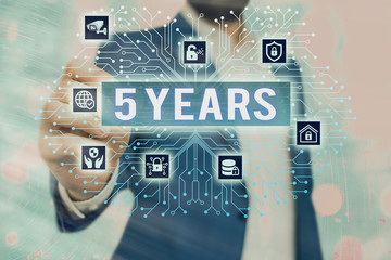 Handwriting text 5 Years. Conceptual photo Remembering or honoring special day for being 10 years in existence