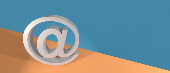 Email sign on wall background, banner, copy space. 3d illustration