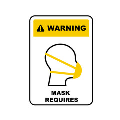 Medical mask wearing is a must information plate, warning sign face mask required in public places