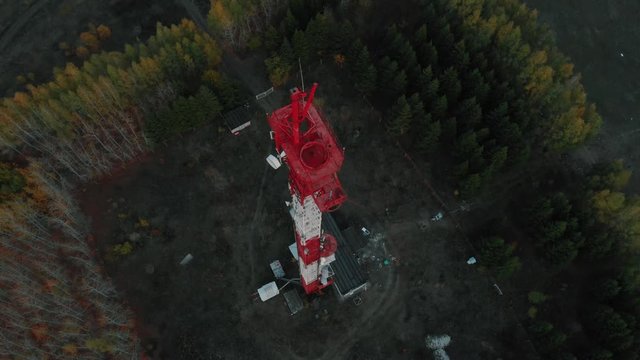 Aerial view of a television tower in Blagoveshchensk Rebspublika Bashkortostan.