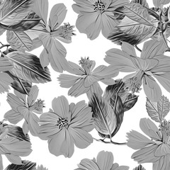 Daffodile flowers with leaves seamless pattern.