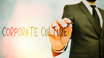 Word writing text Corporate Culture. Business photo showcasing pervasive values and attitudes that...