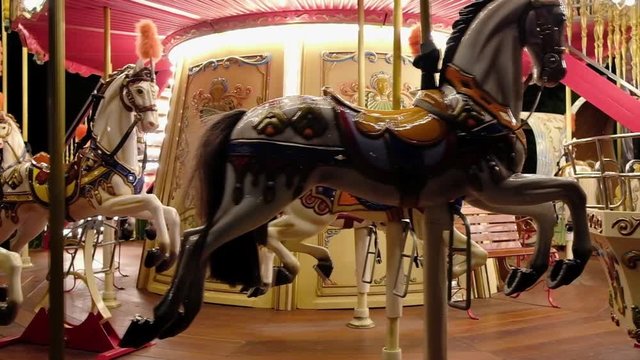 Vintage carousel horse in slow motion