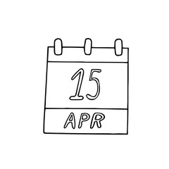 calendar hand drawn in doodle style. April 15. World Day of Culture, date. icon, sticker, element