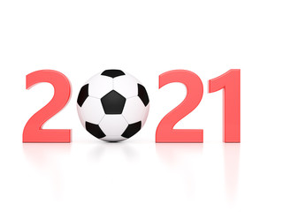 New Year 2021 Creative Design Concept with Football - 3D Rendered Image	
