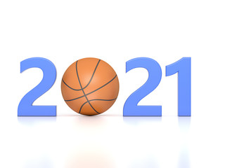 New Year 2021 Creative Design Concept with Basketball - 3D Rendered Image	


