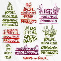 Organic House Made Olive Oil&Wine Hand Drawn Labels Set