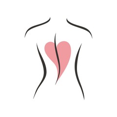 Silhouette of a girl's back with a line