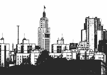 Sao Paulo skyline sketch illustration