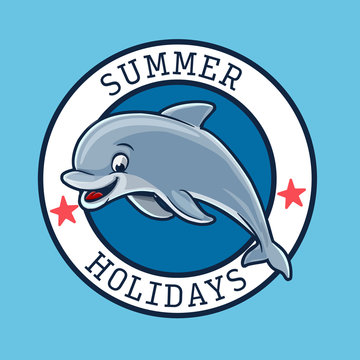 vector illustration of a dolphin for summer logo