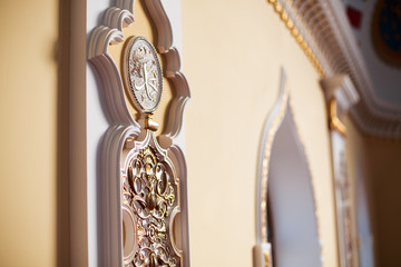 Arabic arches and ornaments in the interior. Moroccan interior.