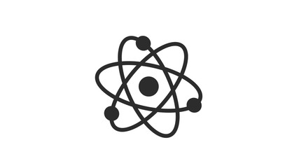 White background black atom,atom icon