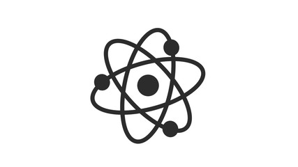 White background black atom,atom icon