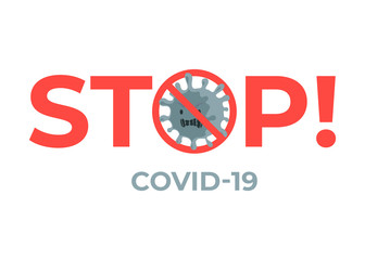 Stop virus COVID-19 flat banner concept. Novel coronavirus outbreak and global pandemic.