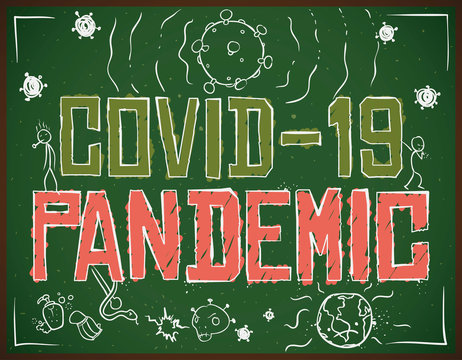 Doodles Depicting the COVID-19 Global Pandemic, Vector Illustration