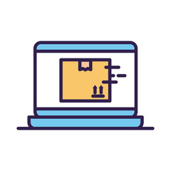 laptop with box carton delivery service online line and fill