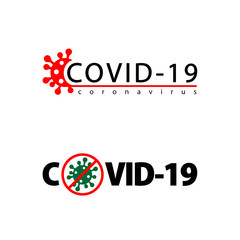 Coronavirus 2019-nCoV. Corona virus icon set. Red sign isolated white background. China pathogen respiratory infection Design bacteria. Influenza pandemic Corona-virus prevention. Vector illustration