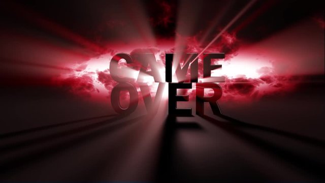 3D text animation of Game Over with red light ray