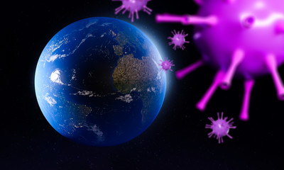 Obraz na płótnie Canvas Virus attacks the world, a disaster from dangerous viruses