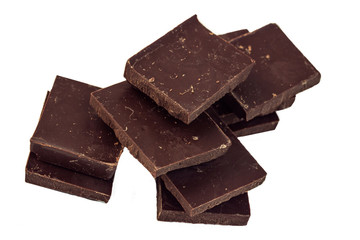 bitter chocolate is scattered in many squares