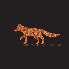 Fox silhouette of spots on a black isolated background. Vector image