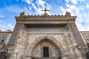 Fototapeta na wymiar The front entrance facade of Hanging Church, El Muallaqa, in Cairo, Egypt.