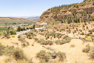 landscape with a view over Marchal town (Guadix), province of Granada, Andalusia, Spain