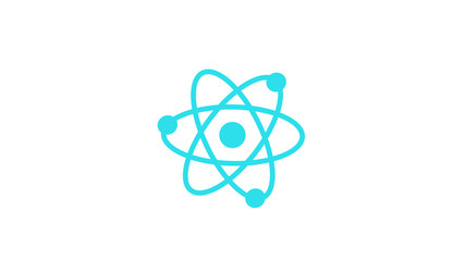 New aqua atom icon on white background,aqua atom,science icon,technology