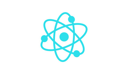 New aqua atom icon on white background,aqua atom,science icon,technology