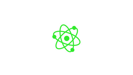 New green atom icon,science icon,Atom icon on white background