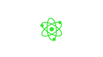 New green atom icon,science icon,Atom icon on white background