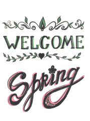 welcome spring lettering illustration words