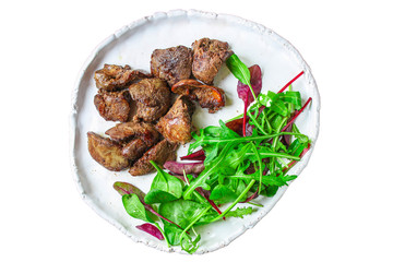 liver cream stew, creamy sauce (chicken liver, healthy diet eating) keto or paleo diet
menu concept background. top view. copy space for text