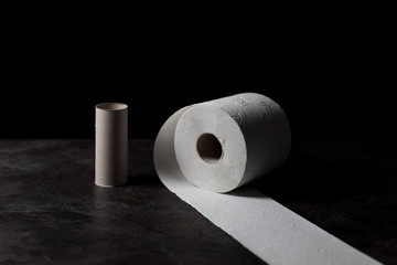 Klopapier und Klorolle, dunkel