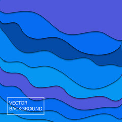 Paper cut abstract waves for colorful vector background 