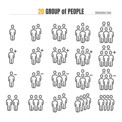 Group of People with add Plus and Delete. Modern Design Outline Icon Illustration Vector EPS 10.