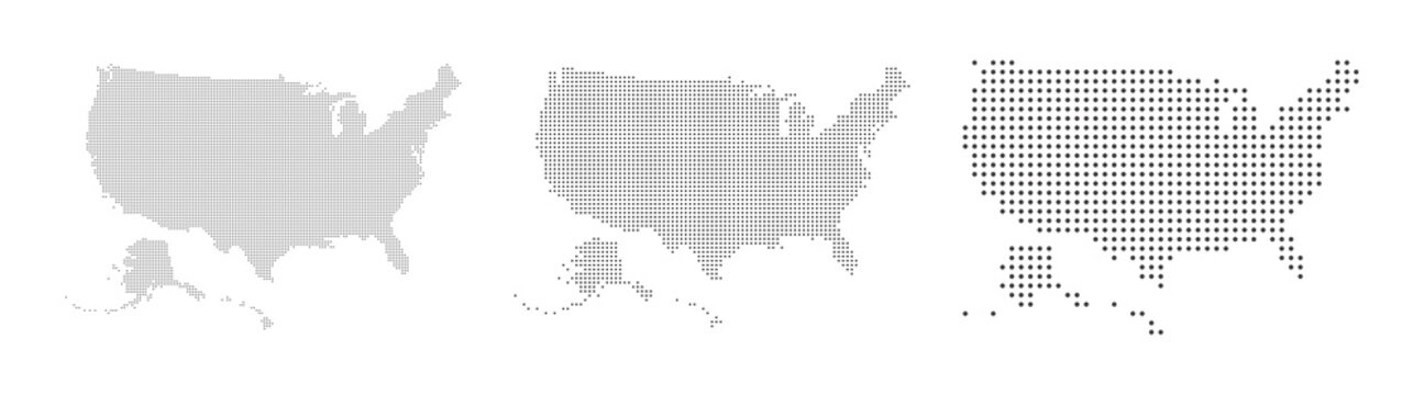 Abstract USA or United States of America Map with dot Pixel Spot Modern Concept Design Isolated on White background Vector illustration.