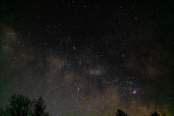 Starry vintage night sky with milky way