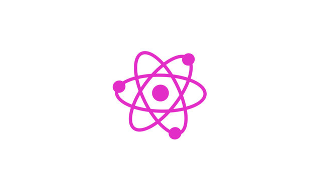 Pink atom icon,New pink color atom icon on white background
