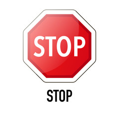 Stop Information and Warning Road traffic street sign, vector illustration isolated on white background for learning, education, driving courses, sticker. From collection