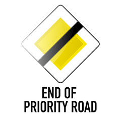 End of priority road Information and Warning Road traffic street sign, vector illustration isolated on white background for learning, education, driving courses, sticker. From collection