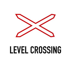 Level crossing Information and Warning Road traffic street sign, vector illustration isolated on white background for learning, education, driving courses, sticker. From collection