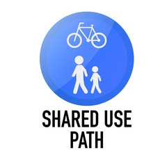 Shared Path use Information and Warning Road traffic street sign, vector illustration isolated on white background for learning, education, driving courses, sticker. From collection