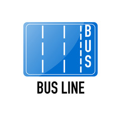Bus line  Information and Warning Road traffic street sign, vector illustration isolated on white background for learning, education, driving courses, sticker. From collection