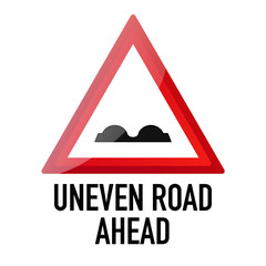 Uneven road ahead Information and Warning Road traffic street sign, vector illustration isolated on white background for learning, education, driving courses, sticker. From collection