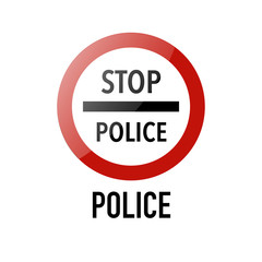 Stop, Police control Information and Warning Road traffic street sign, vector illustration isolated on white background for learning, education, driving courses, sticker. From collection