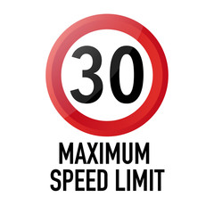 Maximum speed limit zone Information and Warning Road traffic street sign, vector illustration isolated on white background for learning, education, driving courses, sticker. From collection