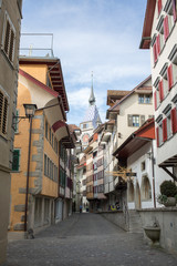 Fototapeta na wymiar Side street in village of Zuc, Switzerland