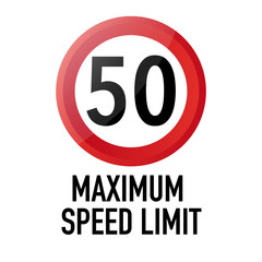 Maximum speed limit zone Information and Warning Road traffic street sign, vector illustration isolated on white background for learning, education, driving courses, sticker. From collection