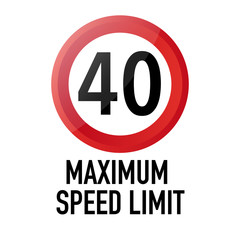 Maximum speed limit zone Information and Warning Road traffic street sign, vector illustration isolated on white background for learning, education, driving courses, sticker. From collection